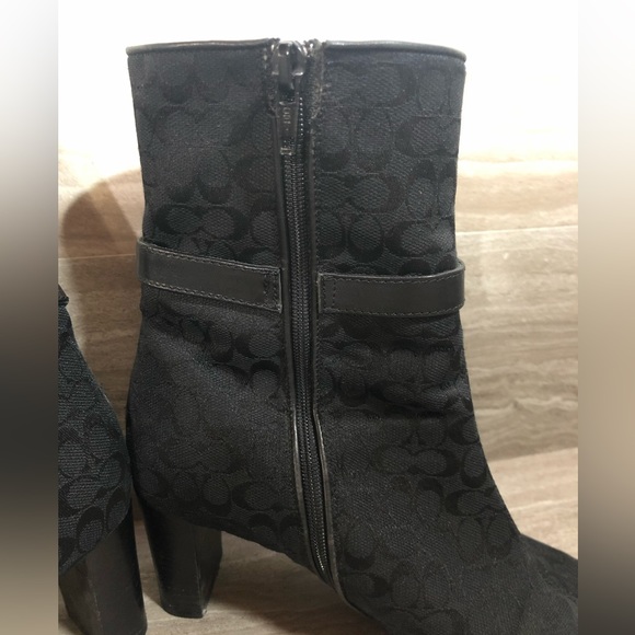 Coach | Bibi Ankle Boots Black Canvas Coach Print Size 8 - Picture 9 of 11